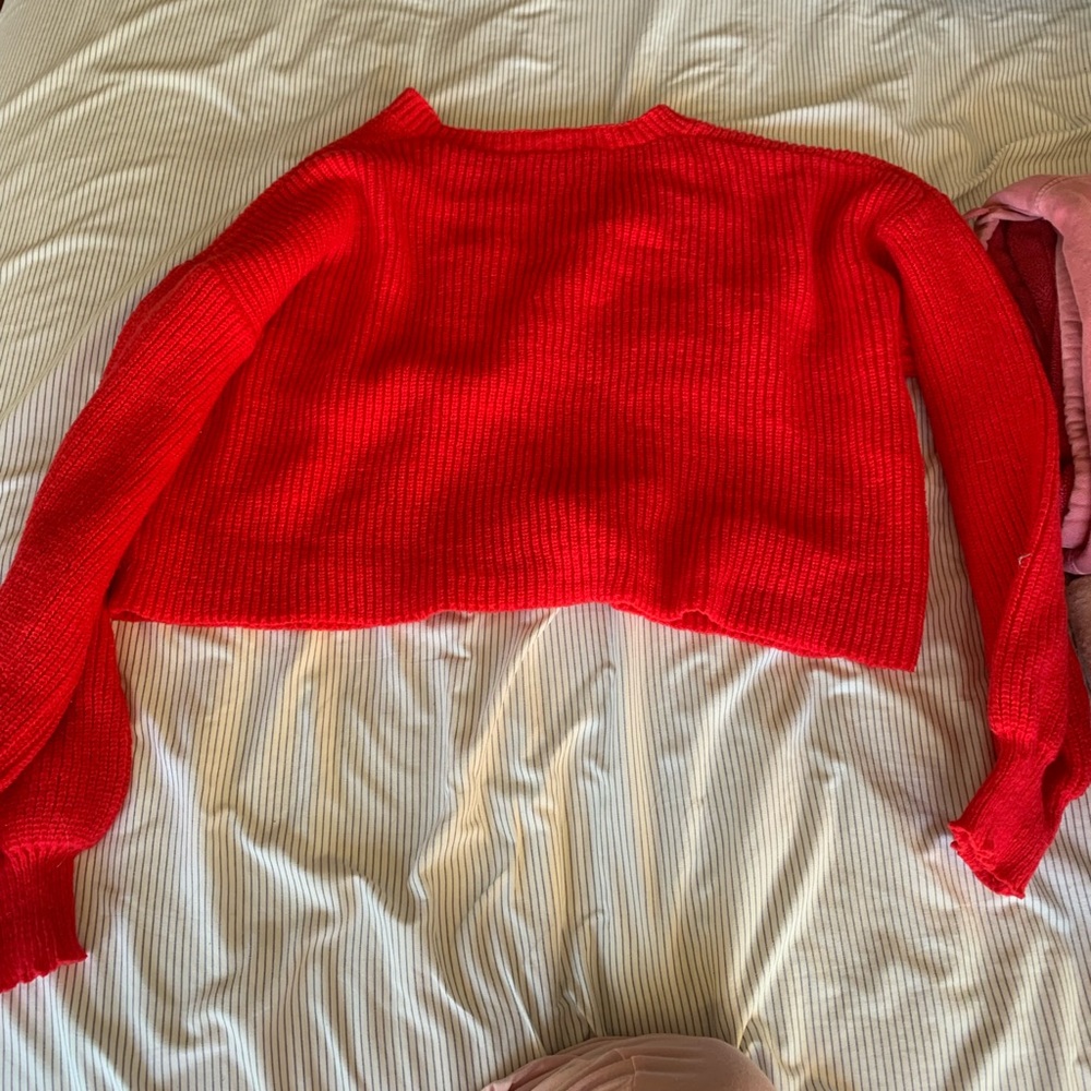 Amazon Red Button-Up Cardigan - Picture 2 of 2